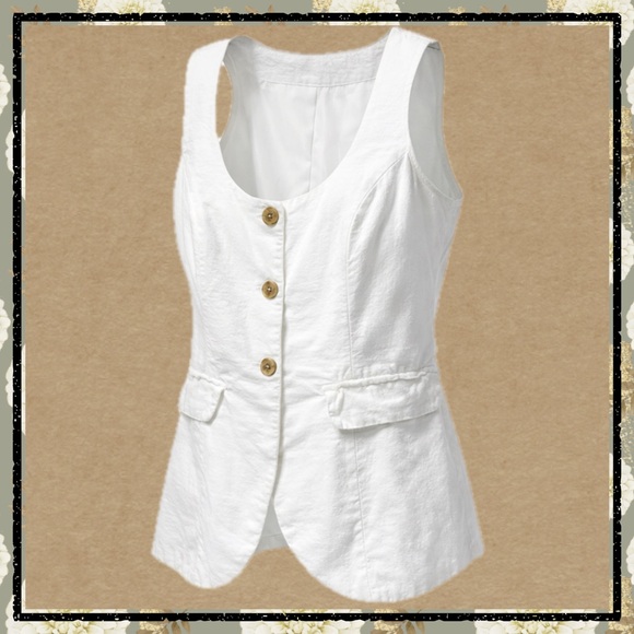 a new day Tops - A New Day White Button Front Vest M Minimalist Tie Back Sleeveless Top